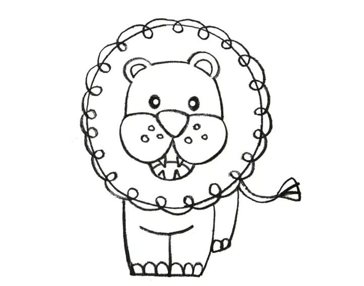 簡(jiǎn)單的獅子彩色簡(jiǎn)筆畫(huà)的畫(huà)法7