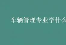 教育資訊：車輛管理專業(yè)學什么