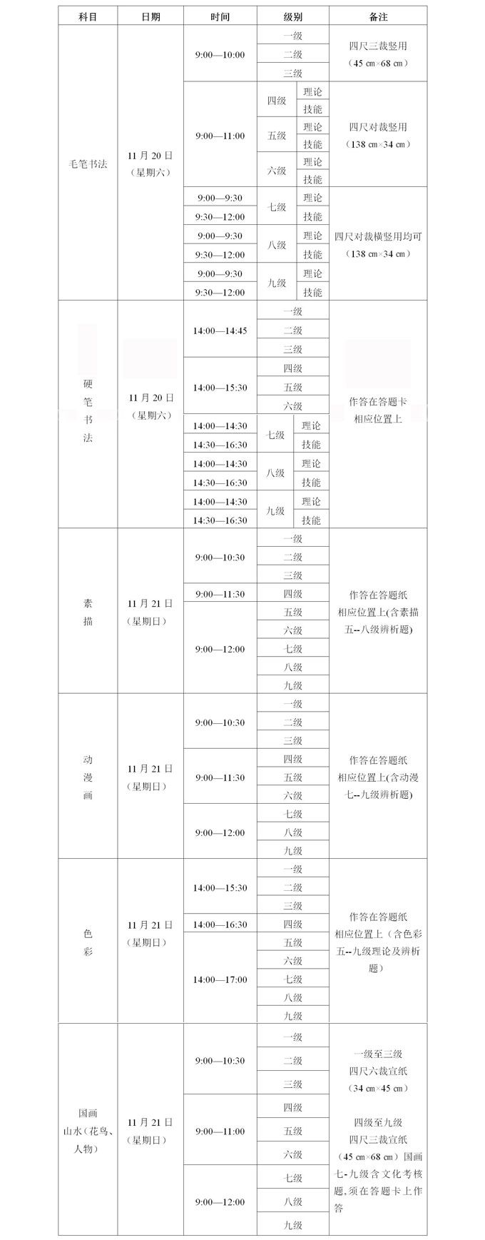 四川2021下半年書畫等級(jí)考試時(shí)間安排及考點(diǎn)設(shè)置