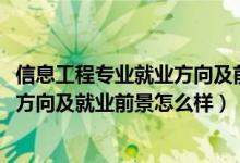 信息工程專(zhuān)業(yè)就業(yè)方向及前景分析（2022信息工程專(zhuān)業(yè)就業(yè)方向及就業(yè)前景怎么樣）