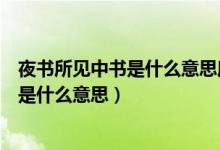 夜書(shū)所見(jiàn)中書(shū)是什么意思所見(jiàn)之的作者什么（夜書(shū)所見(jiàn)中書(shū)是什么意思）