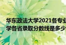華東政法大學2021各專業(yè)錄取分數(shù)線（2021年華東政法大學各省錄取分數(shù)線是多少）