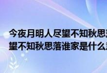 今夜月明人盡望不知秋思落誰(shuí)家是什么習(xí)俗（今夜月明人盡望不知秋思落誰(shuí)家是什么意思）