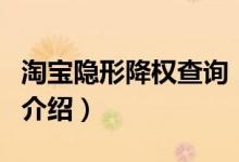 淘寶隱形降權查詢（關于淘寶隱形降權查詢的介紹）