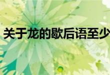 關(guān)于龍的歇后語至少兩個(gè)（關(guān)于龍的歇后語）