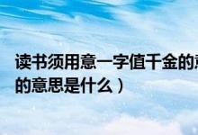 讀書(shū)須用意一字值千金的意思20字（讀書(shū)須用意一字值千金的意思是什么）